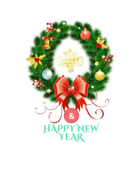 White Modern & Minimal Merry Christmas And Happy New Year Flyer (us ...