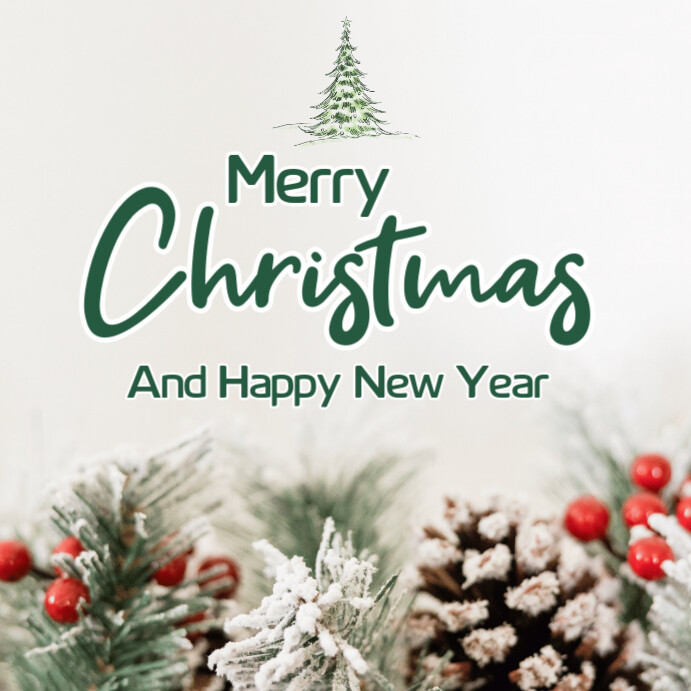 White Modern & Minimal Merry Christmas And Happy New Year Pos Instagram ...