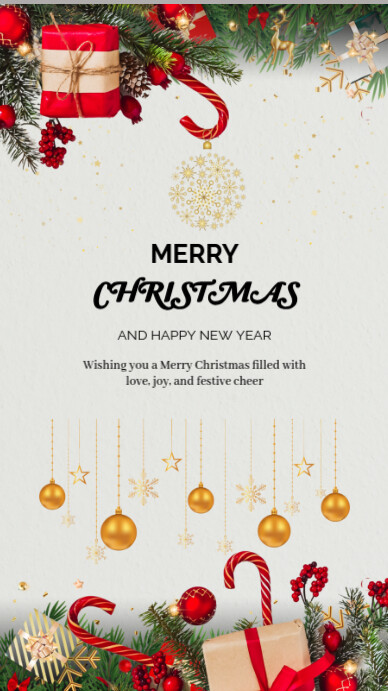 White Modern & Minimal Merry Christmas And Happy New Year Poster Or ...