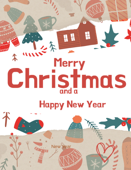 Plantilla de White Modern & Minimal Merry Christmas And Happy New Year ...
