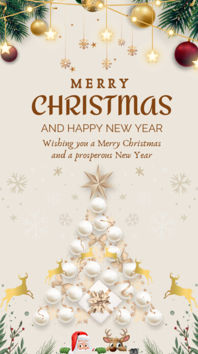 White Modern & Minimal Merry Christmas And Happy New Year Instagram ...