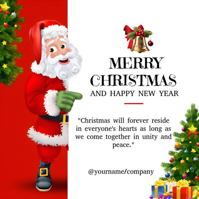 White Modern & Minimal Merry Christmas And Happy New Year Editable ...