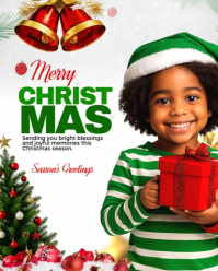 White Modern & Minimal Merry Christmas Greeting Card  Instagram Portrait template