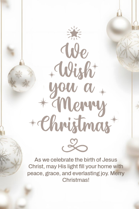 White Modern & Minimal Merry Christmas Wishes Template Flyer Poster ...