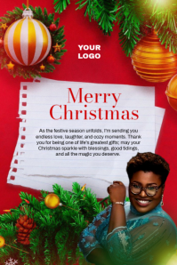 White Modern & Minimal Merry Christmas Wishes Template Poster