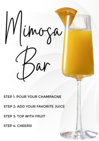 White Modern & Minimal Mimosa Bar Flyer A1 template
