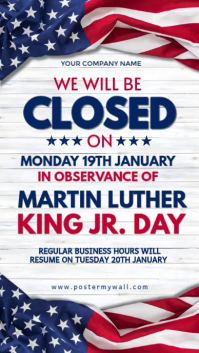 White Modern & Minimal Mlk Day Business Closed Ad Instagram Story template