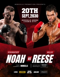 White Modern & Minimal Mma And Boxing Fight Pamflet (letter As) Flyer (format US Letter) template