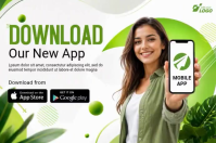 White Mobile App Promotion Cartaz Template