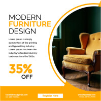 White Modern & Minimal Modern Furniture Promo Design 35% Off Elegant Collection Instagram Post template