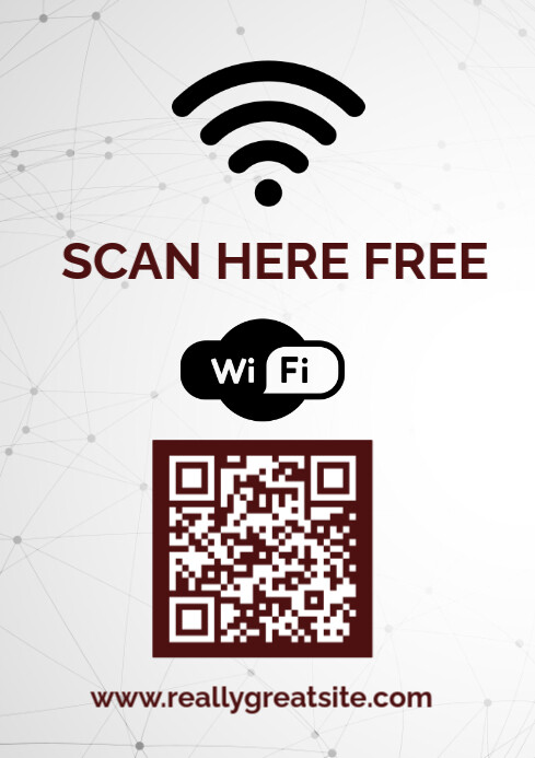 White Modern & Minimal Modern Qr Code Wifi Access Flyer A4 template