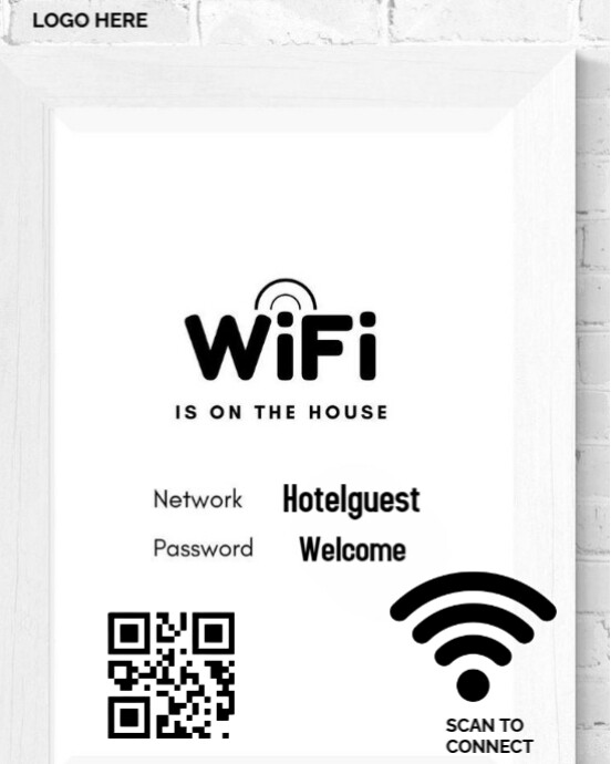White Modern & Minimal Modern Wifi Is On The House  Instagram Portrait template