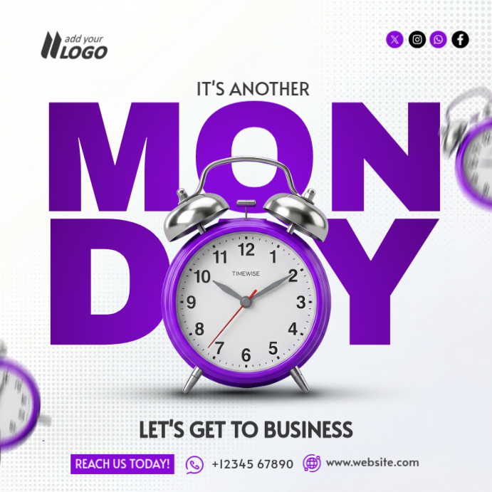 White modern & minimal monday motivation instagram post Template ...