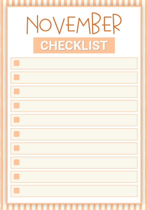 White Modern & Minimal Monthly Checklist A4 Template | PosterMyWall