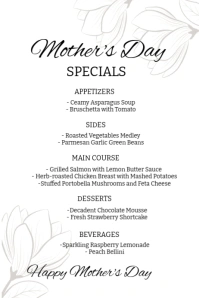 White Modern & Minimal Mother's Day Menu Poster template