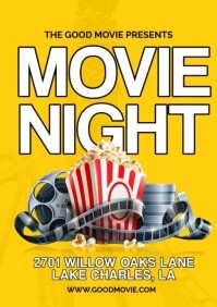 White Modern & Minimal Movie Night A3 template