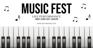 White Modern & Minimal Music Fest Facebook Shared Image template