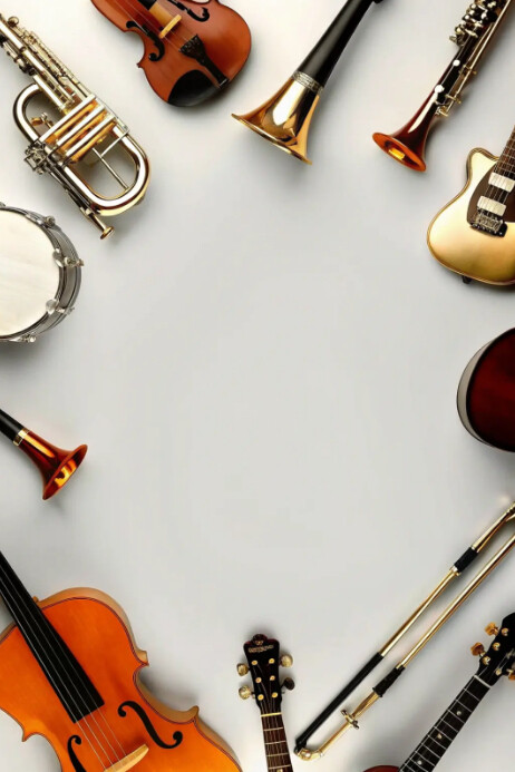 Plantilla de White Modern & Minimal Musical Instruments Frame Poster ...