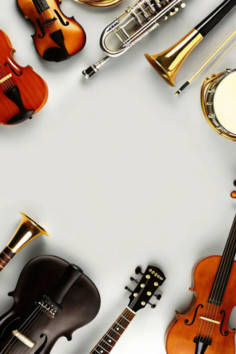 White Modern & Minimal Musical Instruments Frame Vibes Poster template