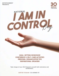 White Modern & Minimal National I Am In Control Day Event Flyer (us Letter) Pamflet (VSA Brief) template