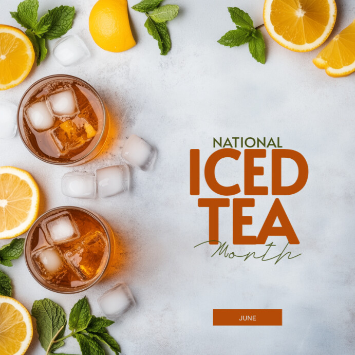 White Modern & Minimal National Iced Tea Month Instagram Post Template ...