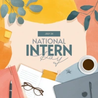 White Modern & Minimal National Intern Day Instagram Post template