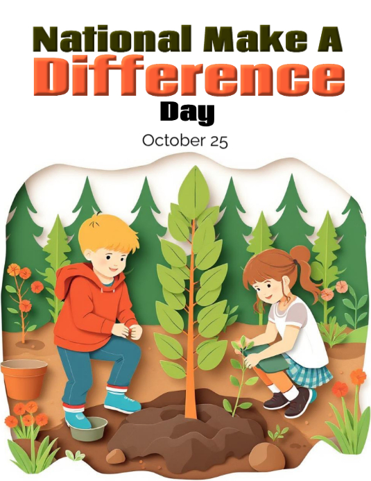 White Modern & Minimal National Make A Difference Day Flyer (us Letter) template