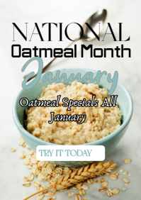 White Modern & Minimal National Oatmeal Month  A1 template