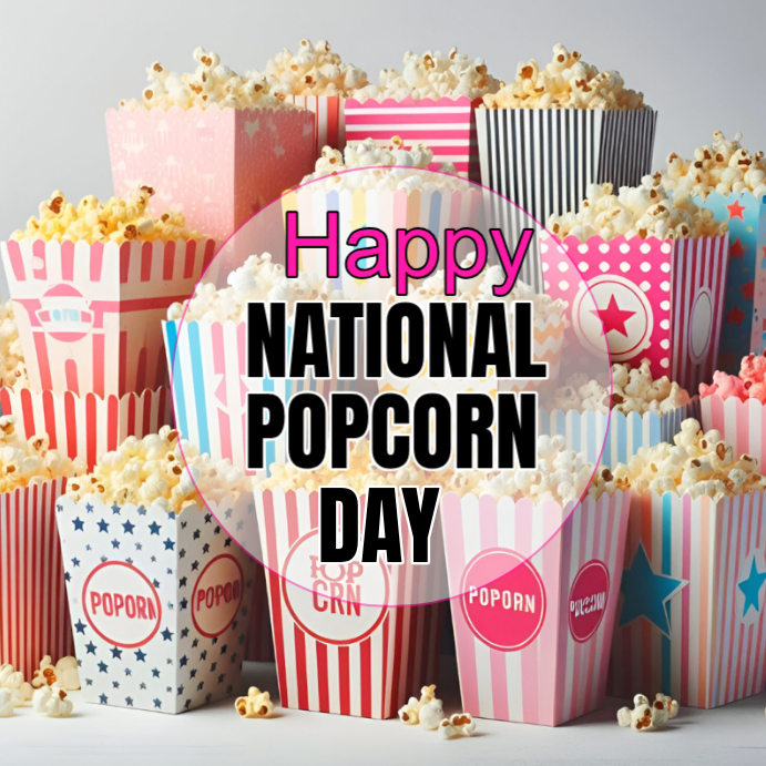 White Modern & Minimal National Popcorn Day Instagram Post Template ...