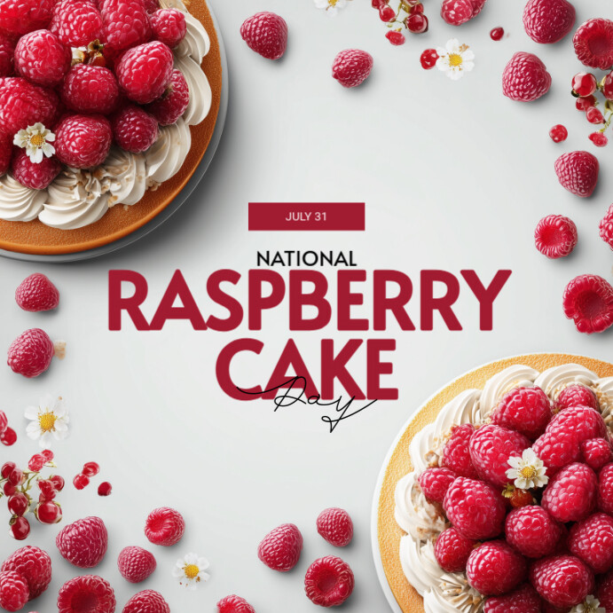 White Modern & Minimal National Raspberry Cake Day Instagram Post template