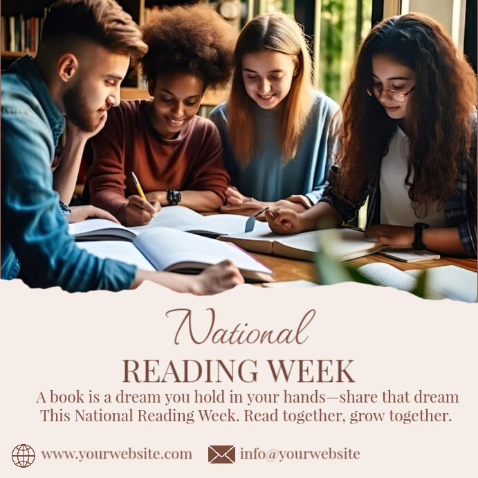 White Modern & Minimal National Reading Week Instagram Post Instagram-bericht template