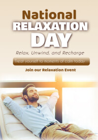 White Modern & Minimal National Relaxation Day A2 template