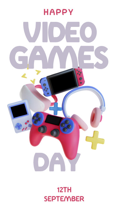 White Modern & Minimal National Video Game Da História do Instagram template
