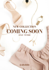 White Modern & Minimal New Collection Coming Soon A4 template