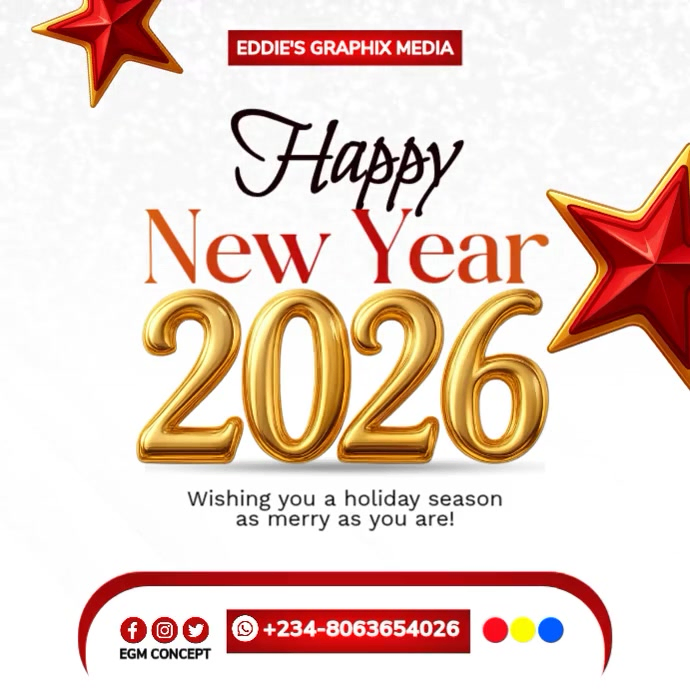 White Modern & Minimal New Year 2026 Template Instagram Post | PosterMyWall