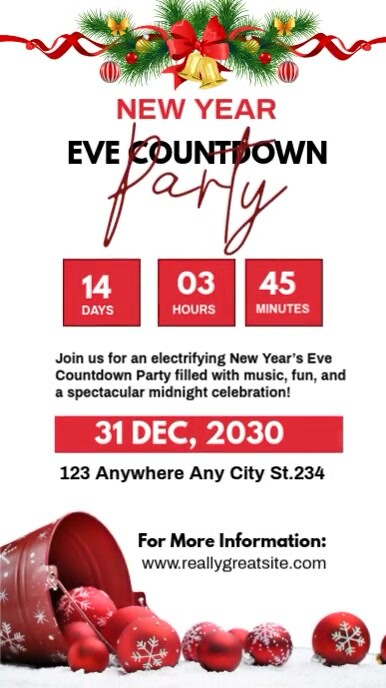 White Modern & Minimal New Year Eve Countdown Party Instagram Story template