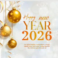 White Modern & Minimal New Year Greeting Card  Logo template