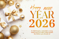 White Modern & Minimal New Year Greeting Card  Label template