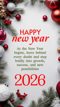 白色 New Year Celebration Digitalt display Template