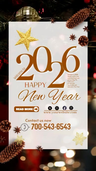 White Modern & Minimal New Year Greeting Video Instagram Reel Template ...