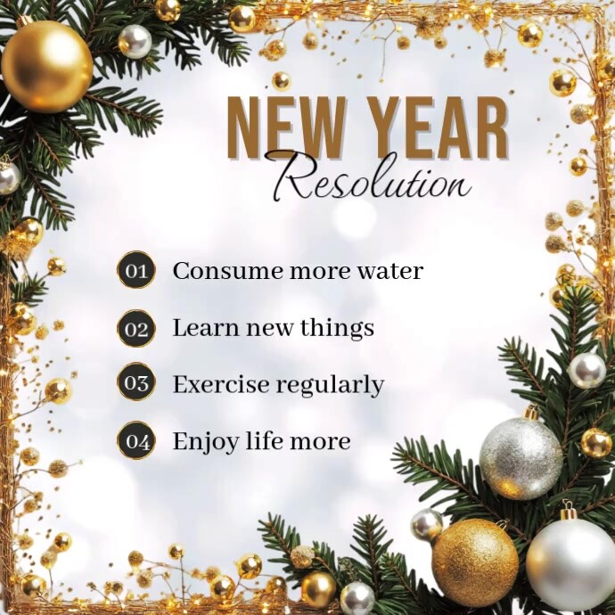 White Modern & Minimal New Year Resolution Instagram Post Template ...