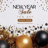 White Modern & Minimal New Year Sale  Instagram Post template