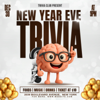 White Modern & Minimal New Year Trivia Instagram Post Iphosti le-Instagram template