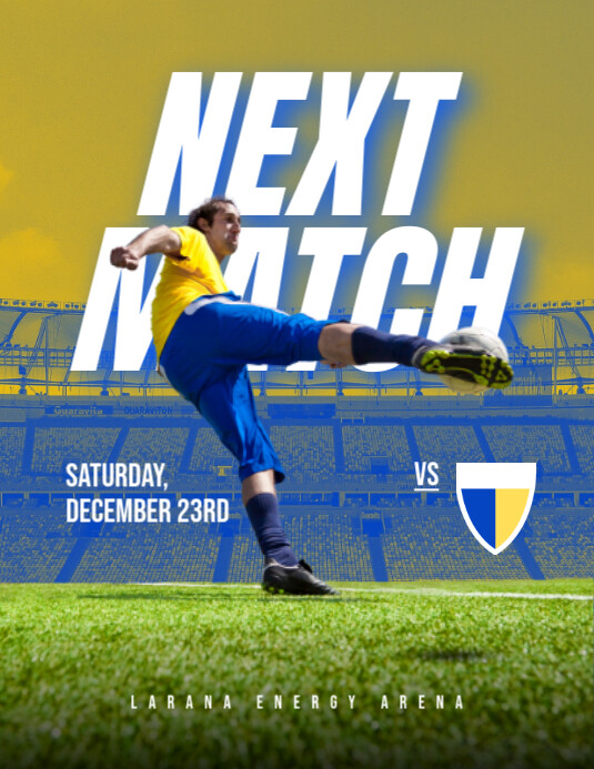 White Modern & Minimal Next Match Soccer Flyer (us Letter) template
