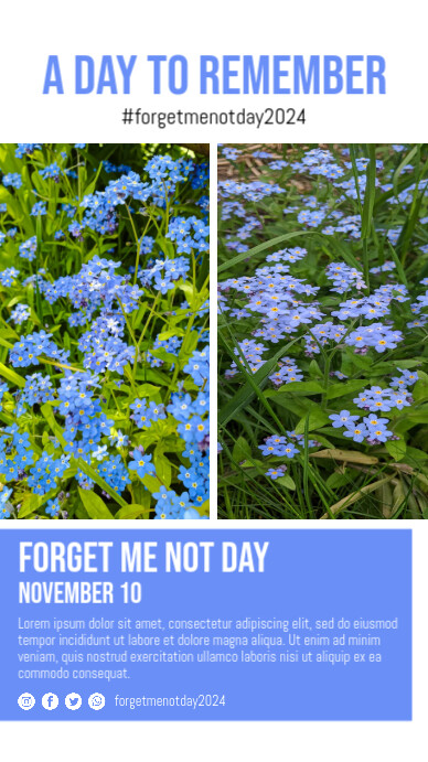 White Modern & Minimal Nov 10 - Forget Me Not Day Instagram Post template