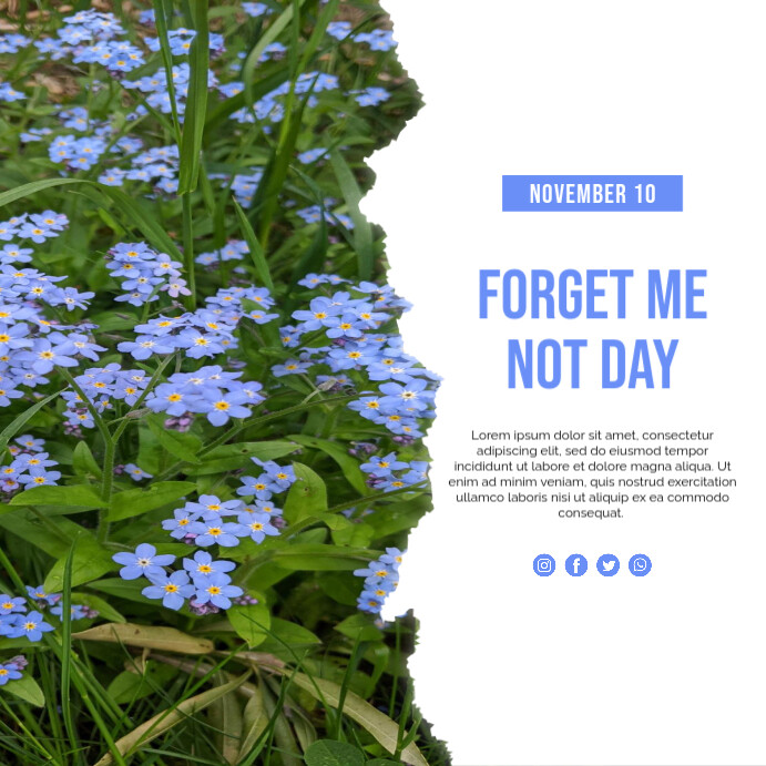 White Modern & Minimal Nov 10 - Forget Me Not Day Instagram Post template