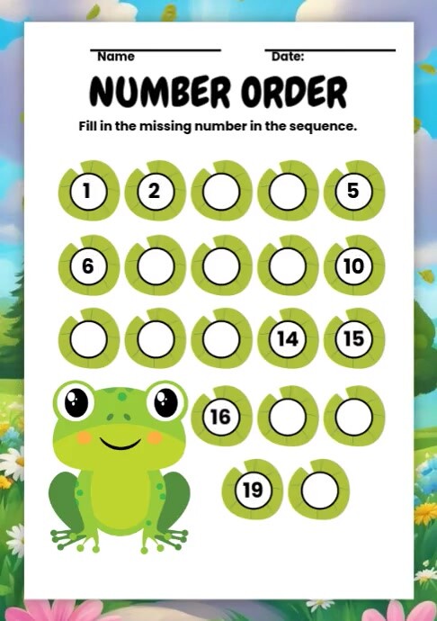 White Modern & Minimal Number Order Seat Work A4 template