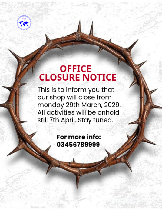 White Modern & Minimal Office Closure Notice Flyer Template | PosterMyWall