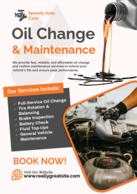White Modern & Minimal Oil Change & Car Maintenance Service Poster Template – Auto Repair Shop Flyer A2