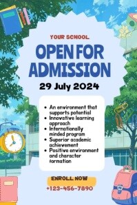 White Modern & Minimal Open For Admission Poster template